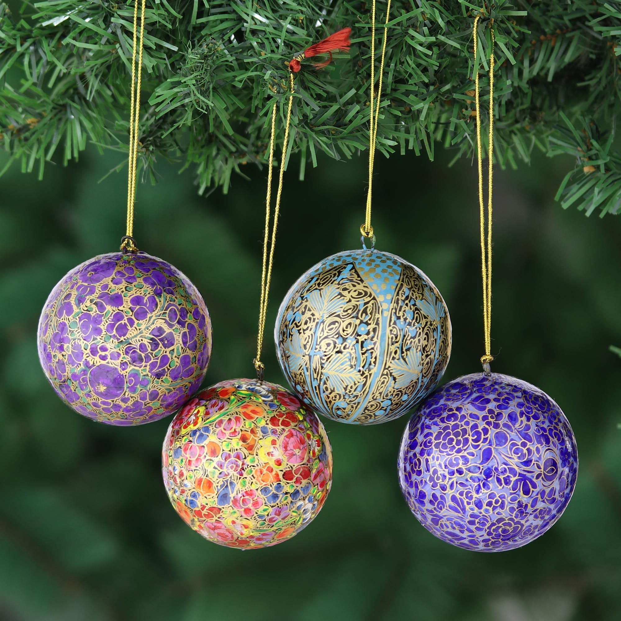 NOVICA Papier mache ornaments, Set of 4, Mughal Celebration - Image 2 thumbnail