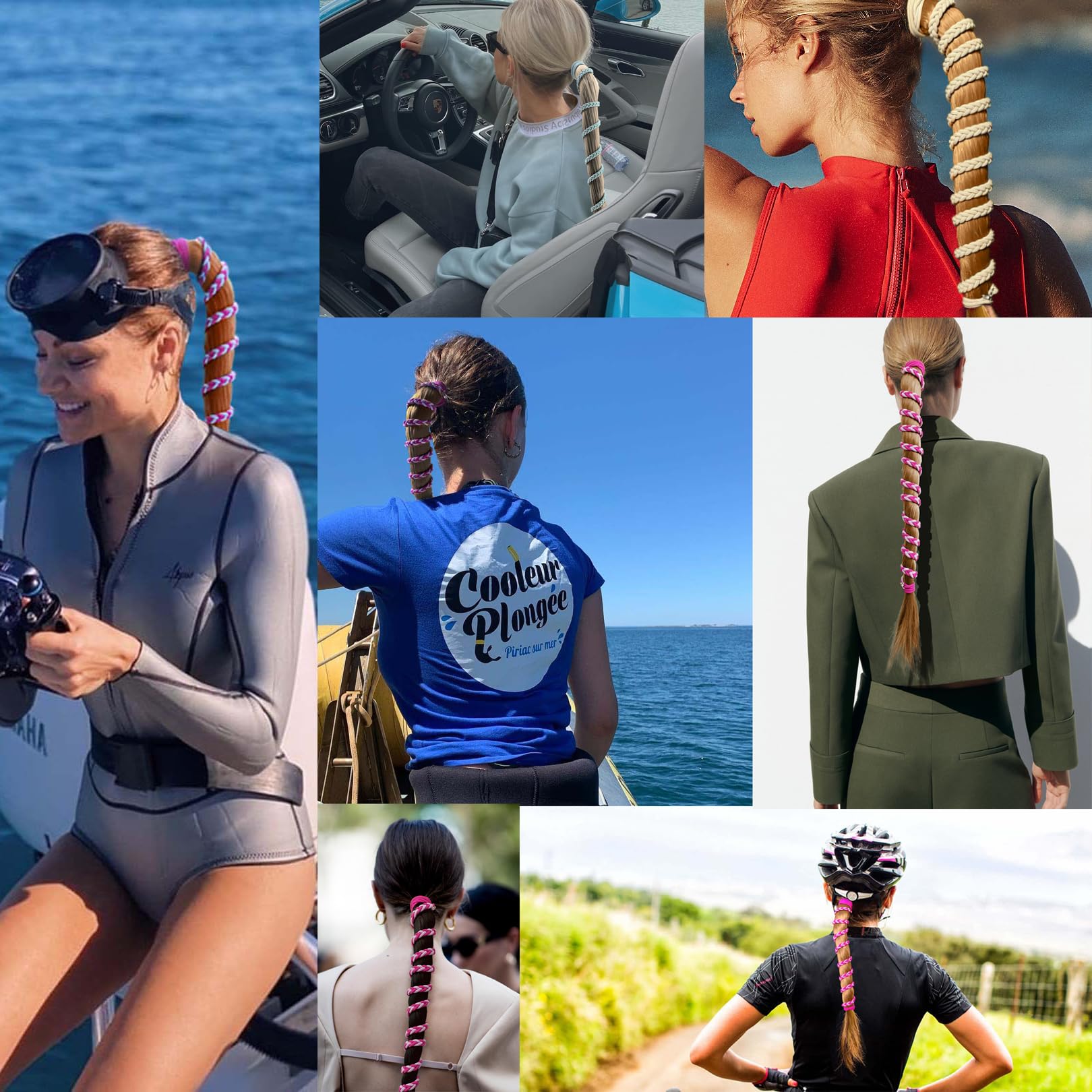 Coleteros para cola de caballo para deportes, gomas elásticas para el cabello, no dañan el pelo, trenzadas, fuertes, para cabello largo, grueso, rizado, fino, para playa y natación (1 unidad, 25