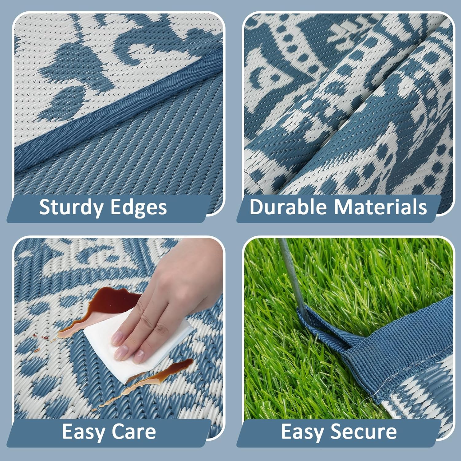 famibay Outdoor Rug Waterproof 6x9 ft, Reversible Outdoor Plastic Straw Rug, UV-Resistant Patio Rug Lightweight Portable RV Mat Indoor Outdoor Carpet for Camping, Balcony, Deck, Backyard, Picnic