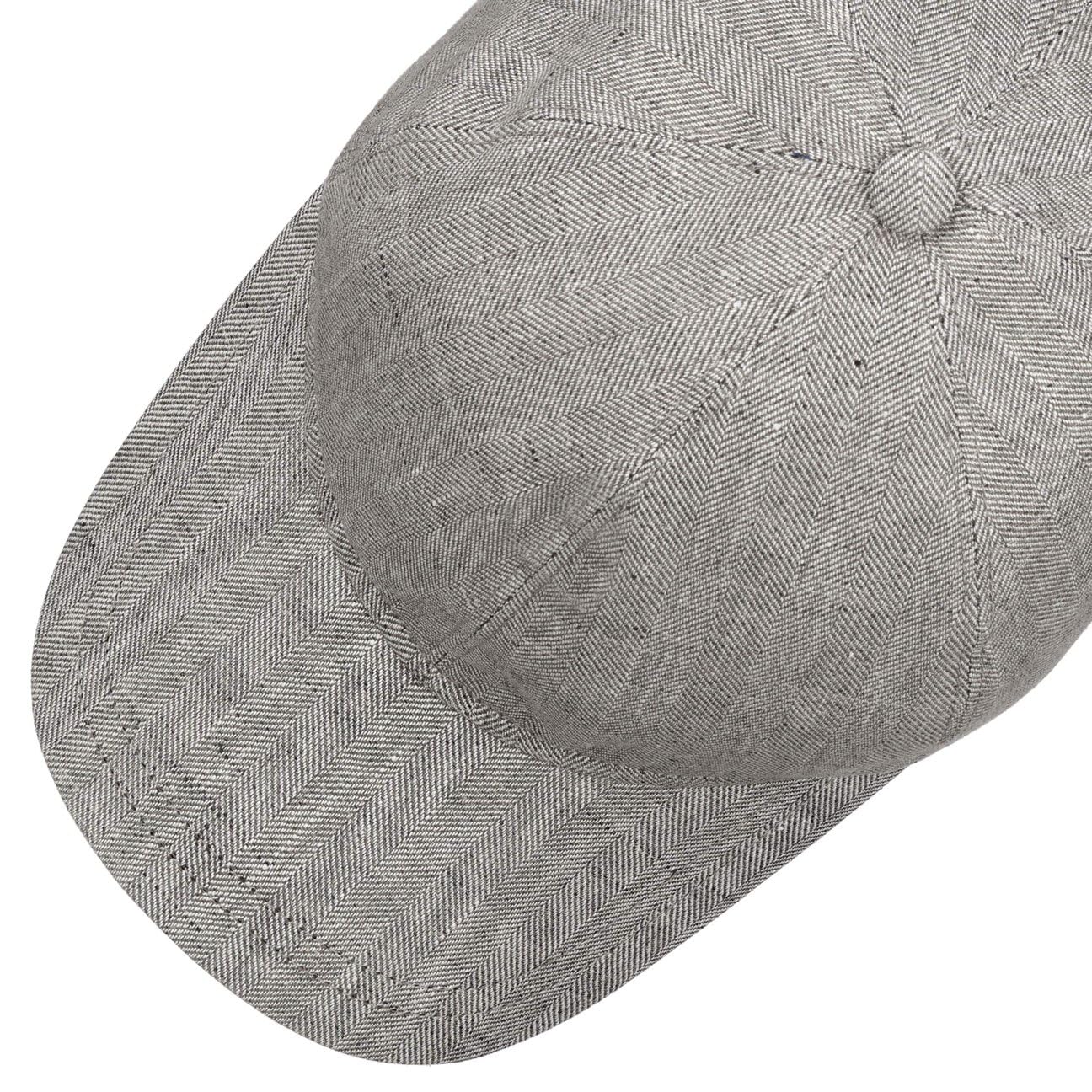 Borsalino Hiker Herringbone Cap Basecap czapka bejsbolówka lniana czapka bawełniana męska – Made in Italy z daszkiem, podszewką, zapięciem na rzepy
