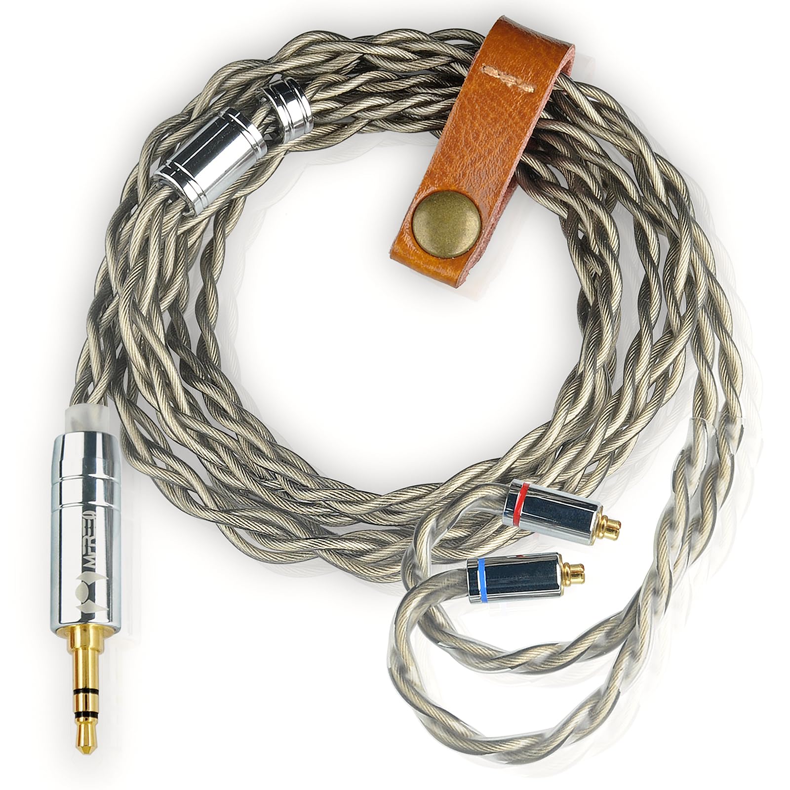 mfreeo Premium IEM Earphone Audio Cable, Single Crystal Copper & Silver-Plated Hybrid Twisted, Balanced Upgrade Cable, Braided Hi-Fi Replacement Extension Cord 1.2M (mmcx, 3.5mm)