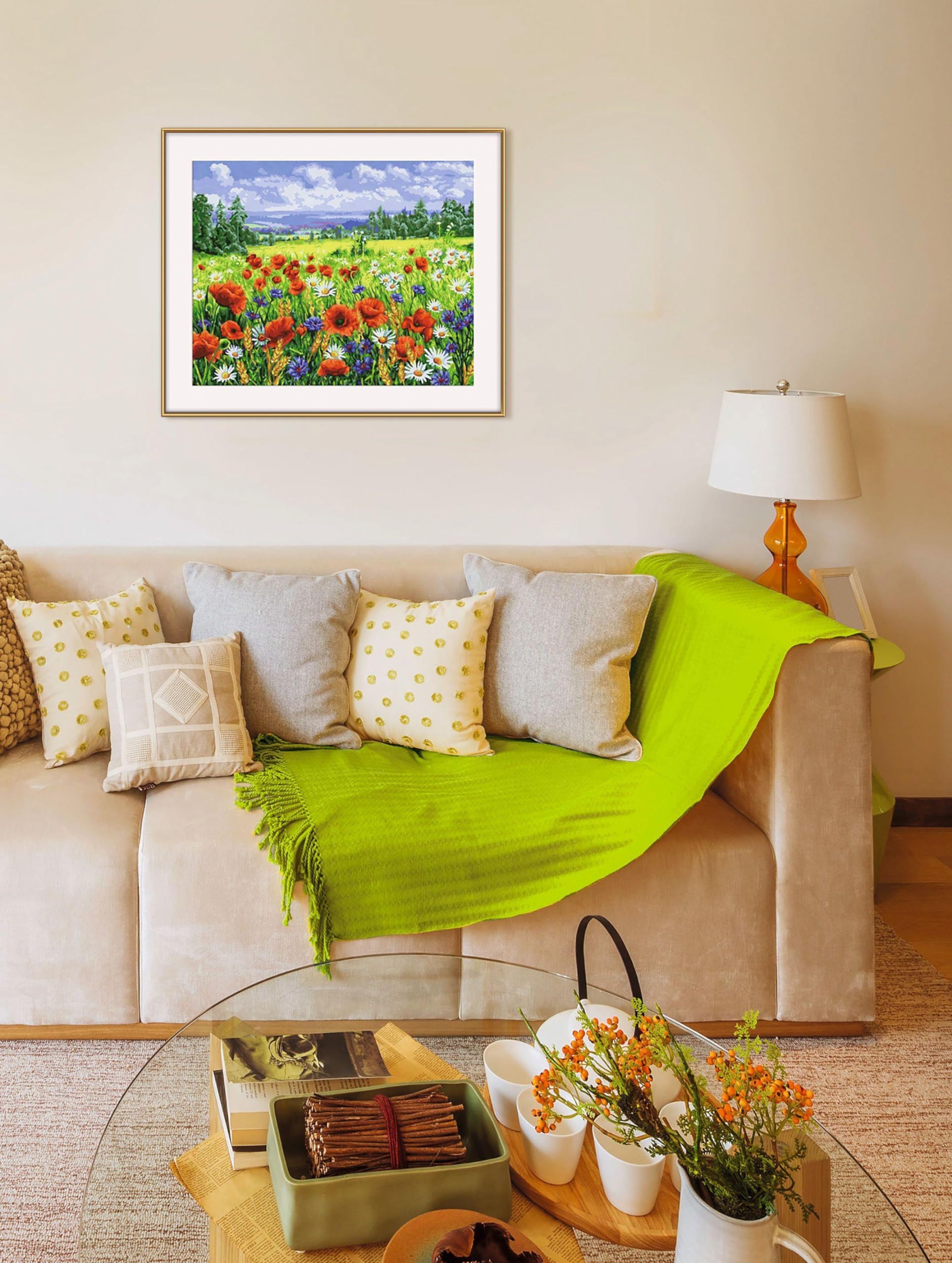 Schipper 609130824 - Dipingere con i Numeri, Prato Floreale, per Adulti, con pennelli e Colori acrilici, 40 x 50 cm