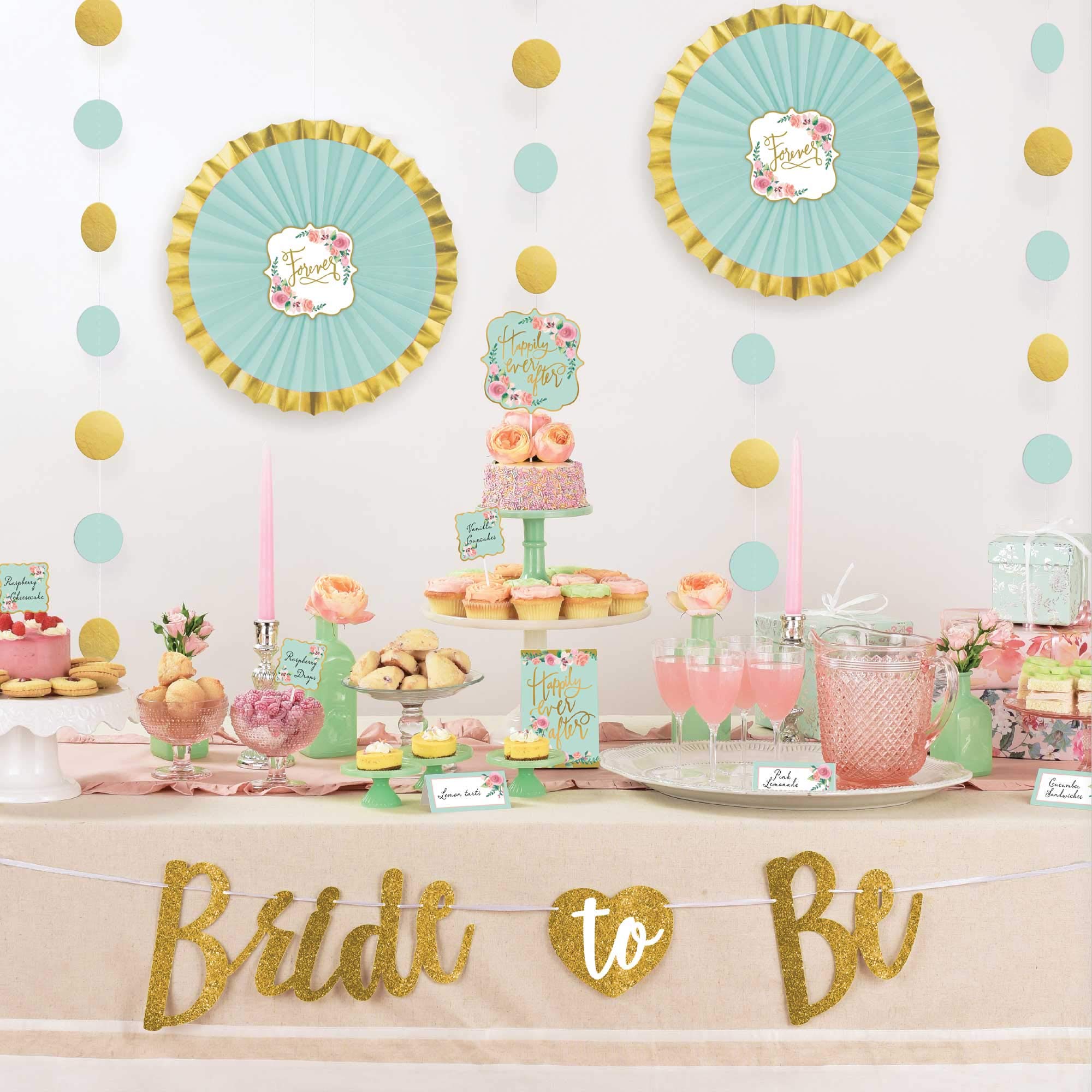 Décoration table buffet Amscan Mint to Be pour réception baby shower