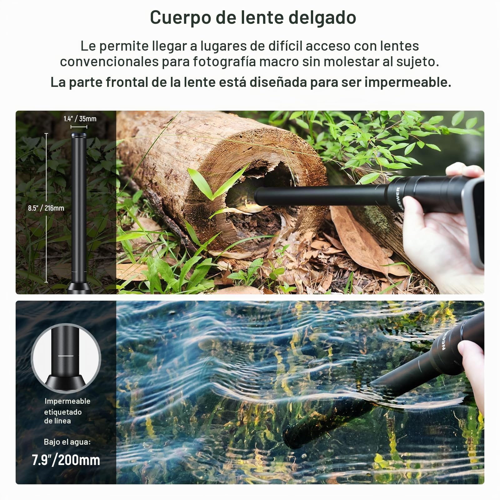 NEEWER 18mm Lente Sonda Macro 2X con 17mm Rosca para Grabación Teléfono Móvil, para NEEWER Jaula de Teléfono/Funda de Teléfono con Adaptador de Lente de 17mm Compatible con iPhone Samsung, LS-51