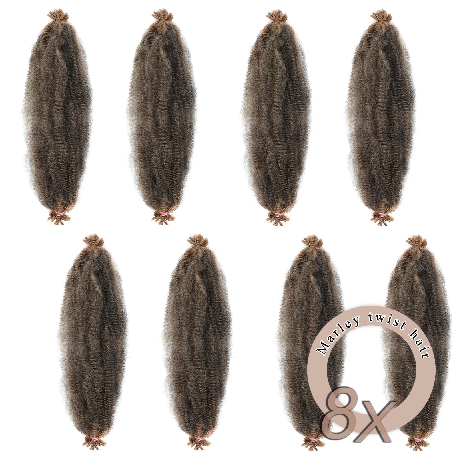 8 Packs Marley Twist Hair 18 Inch Pre-Separated Springy Afro Twist Hair Extension Afro Kinky Hair for Braiding Marley Kinky Braiding for Black Women (#27 - Image 4
