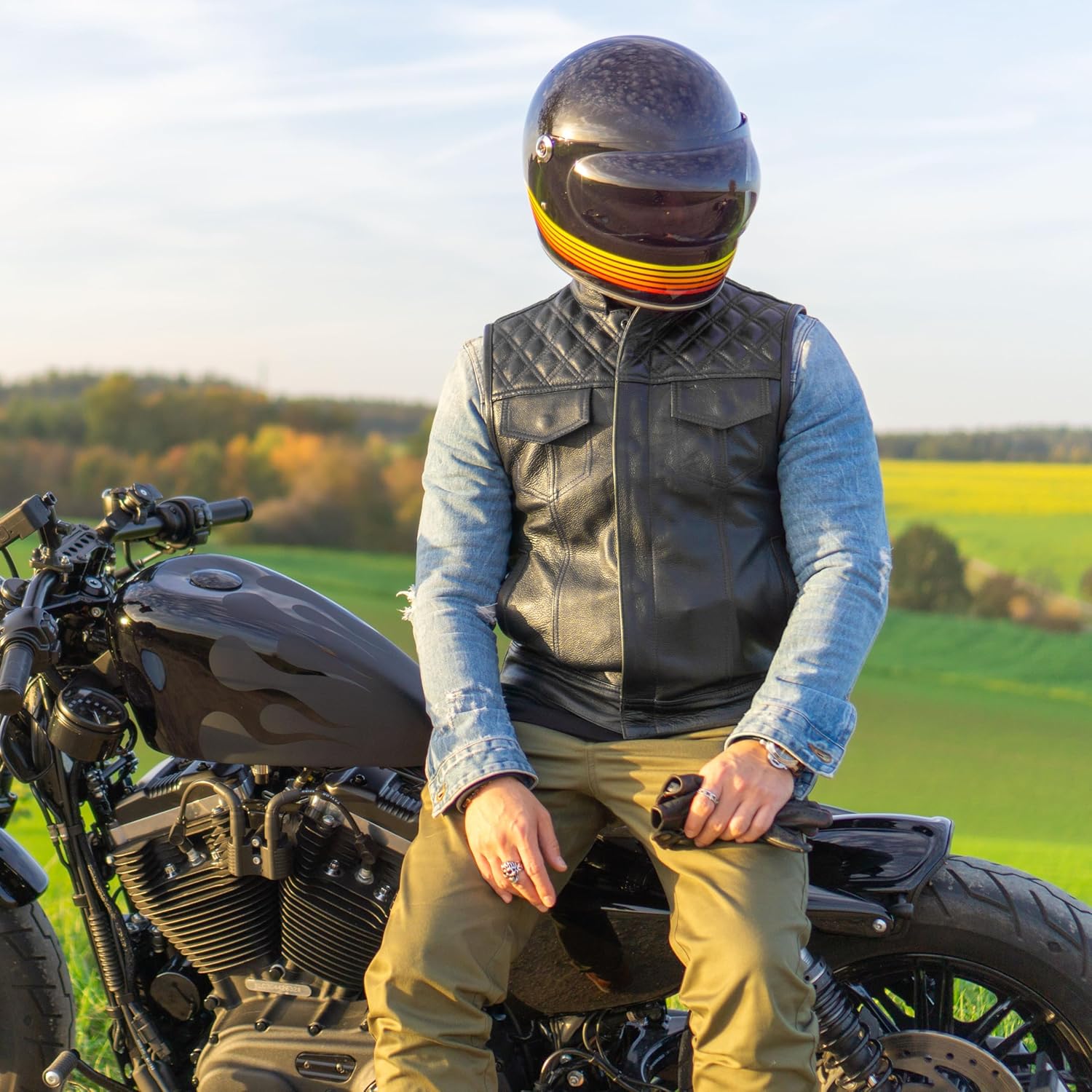 Leatherick SOA Style Motorcycle Vests for Men - Top Grain Cow Leather Diamond & Honeycomb Stitch Genuine Leather Biker Vest - Image 5