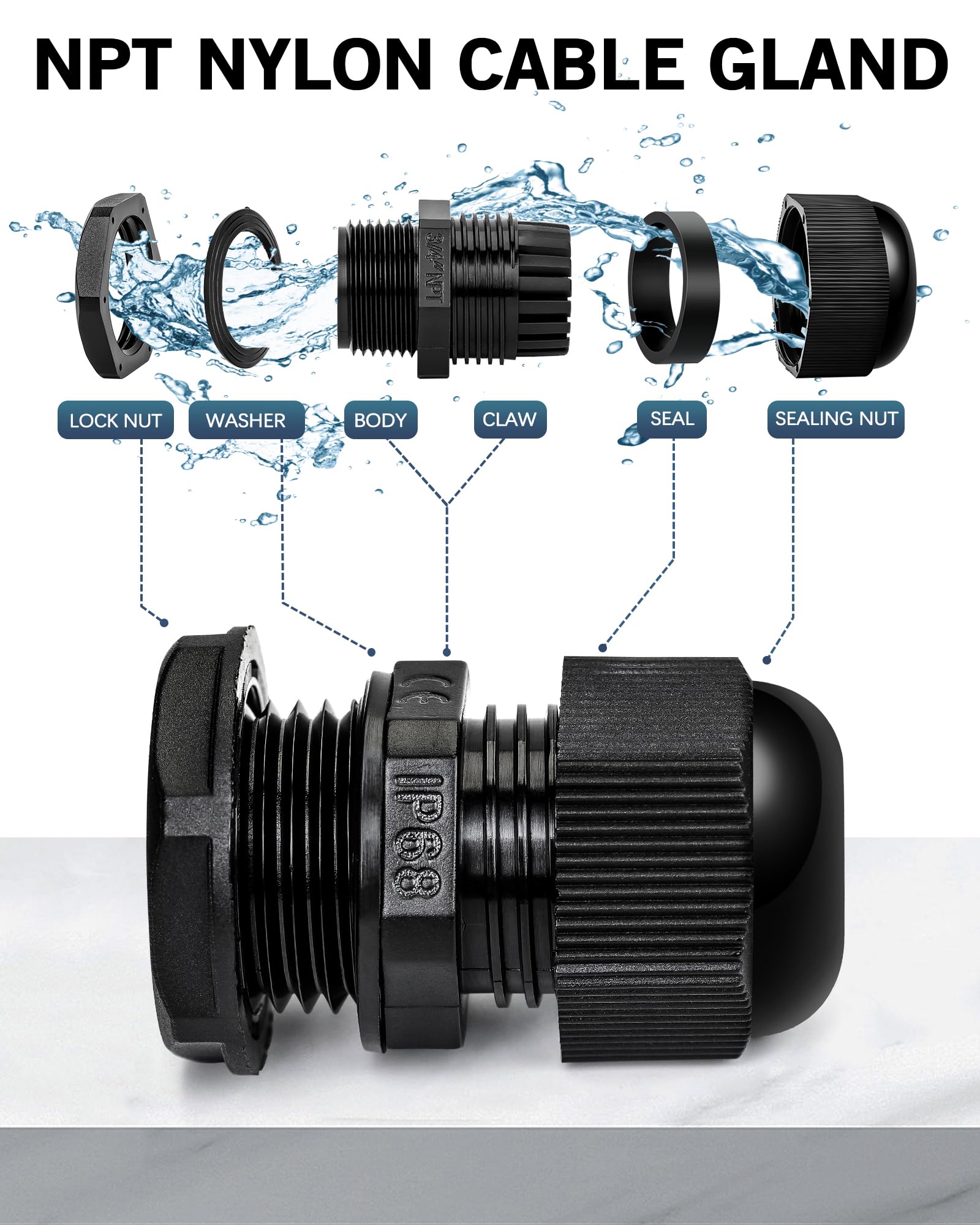 Snapklik.com : Cable Glands IP68 Waterproof NPT Strain Relief Cord ...