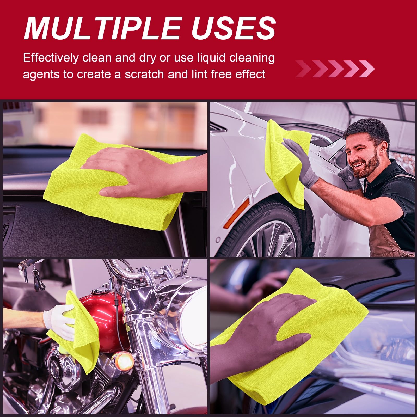 200 Pcs Microfiber Cleaning Cloth 16x16 Inch Microfiber Towels for Car Ultra Absorbent Cleaning Rags Reusable Lint Free — view 5