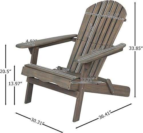 Miniatura 2 de Acacia Wood Folding Adirondack Chair Outdoor Patio Furniture Traditional Slatted Design Natural Finish Weather-Resistant Hardwood Compact Foldable