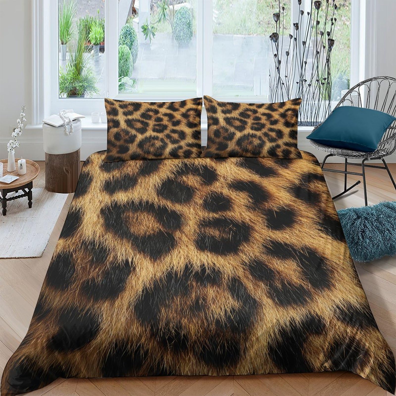 Ctjqhvkz Style-10 3D Printed Leopard Fur Fitted Sheet Microfiber Soft Anti-Slip Bedroom Decor Animal Skin Bed Cover Machine Washable Single（135X200cm）