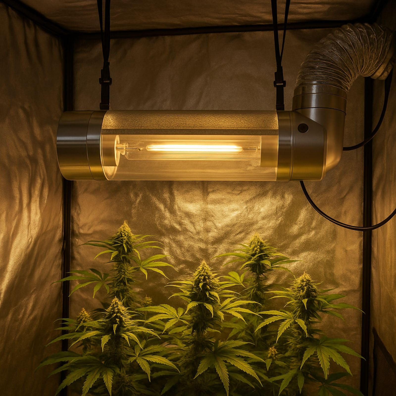 Weedness Cooltube Reflektor Grow 150 mm Flansch 59 cm lang - Lampe Beleuchtung NDL & MHL E40 Fassung Lampen Glas 600w Pflanzen