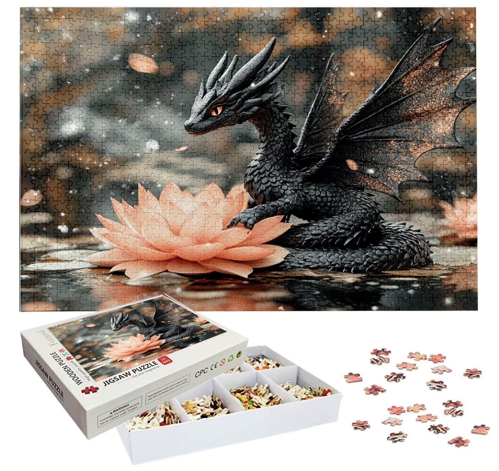Puzzle 1500 sztuk Dinozaur, Kwiat Puzzle z Pudełkiem Dla Dorosłych, 87x57 cm, DIY 1500 Sztuk Drewniane Puzzle Dla Dorosłych Trudne Puzzle Do Dekoracji Domu i Ściany, Prezent Kobieta H-875