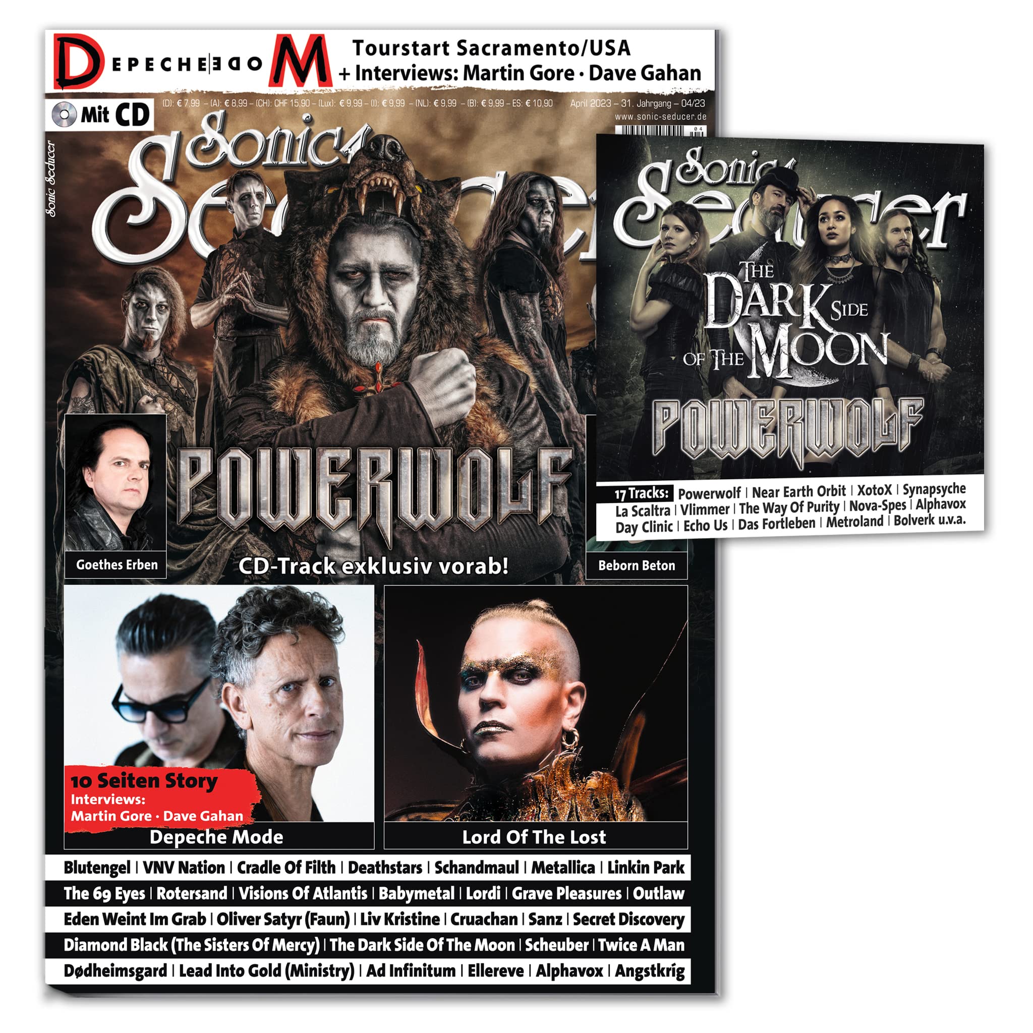 Sonic Seducer 04/2023: + CD: Powerwolf + Depeche Mode - 10 Seiten Interviews: Martin Gore & Dave Gahan & Live USA + Lord Of The Lost + VNV Nation + ... + Blutengel + The 69 Eyes + Cradle Of Filth