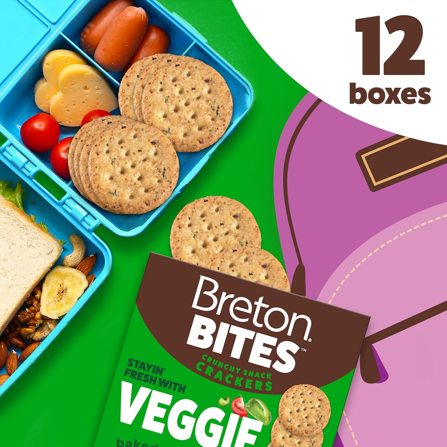 Dare Breton Minis Crackers, Garden Vegetable, 8-Ounce Packages (Pack of 12)