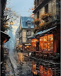 PRASIO Kit de pintura por números para adultos iniciantes, kits de pintura por números para adultos Street View, pintura a óleo acrílica DIY por número para adultos para decoração de casa, presente