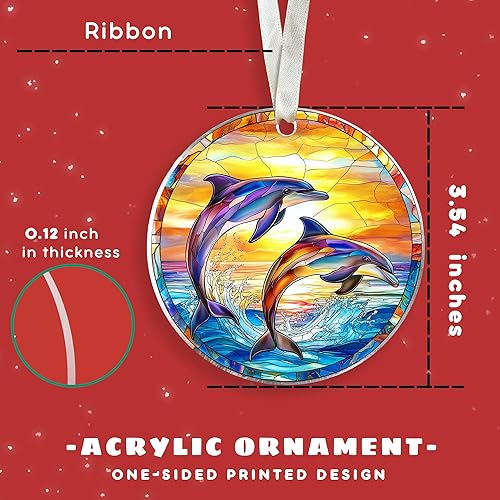 Miniatura 2 de Adornos de delfines para árbol de Navidad, adorno de delfín, regalos costeros para mujeres, hombres, adornos de Navidad costeros para árbol, adorno