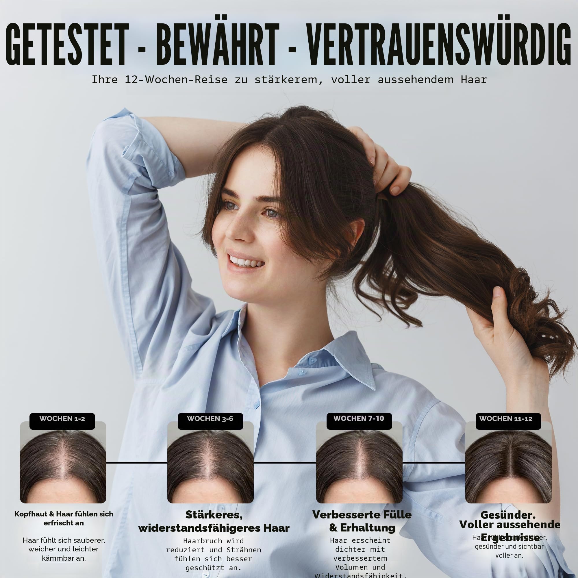 Haarwuchs Shampoo, Haarwuchs-Conditioner Watermans, Biotin, Arganöl, Allantoin, Rosmarin, Niacinamid B3, Lupinenprotein mit vielen anderen Vitaminen für das Haarwachstum.
