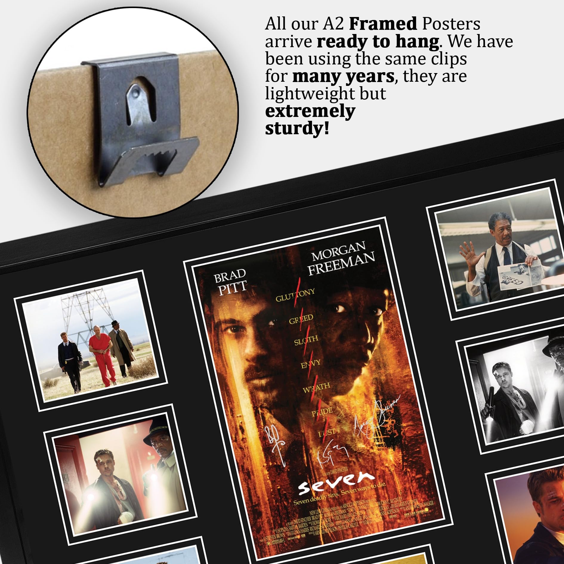 HWC Trading Seven Podpisany Plakat Filmowy A2 Deluxe w Ramie