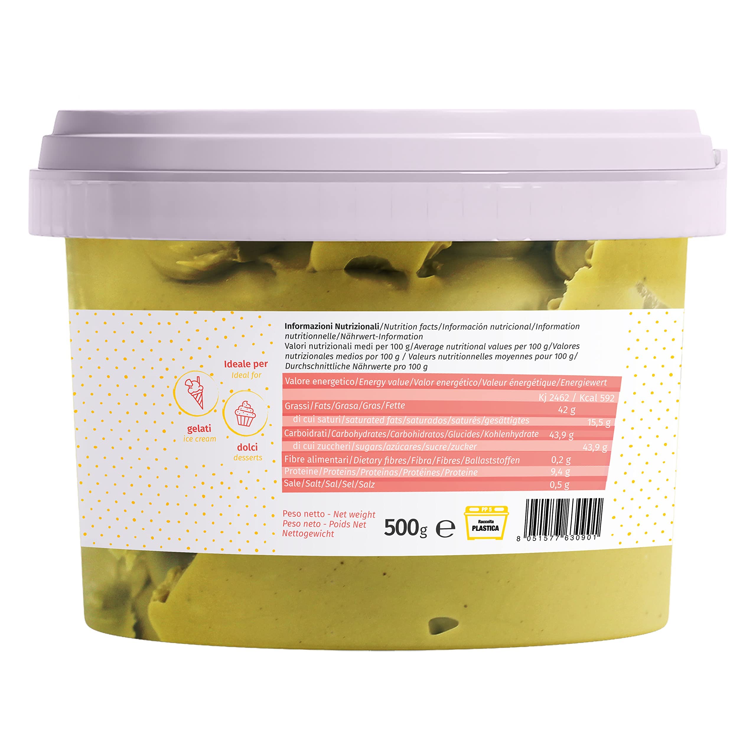 Dolcincasa-Crema al Pistacchio spalmabile o per farcire 500g Senza Glutine Alta Qualità per Ricette Dolci e Salate