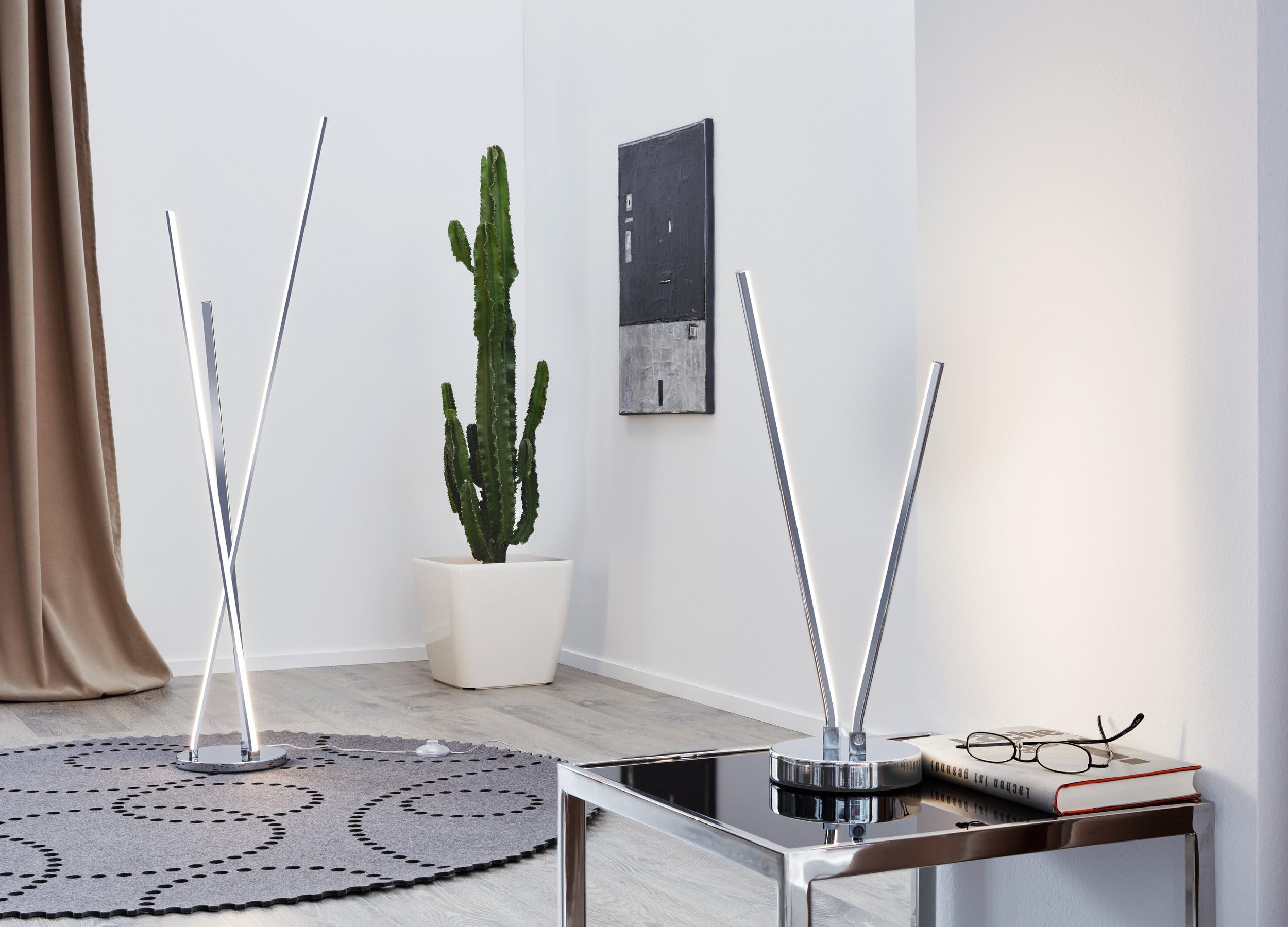 EGLO LED Lampada da terra Parri, lampada soggiorno, alluminio | cromato, plastica bianco caldo