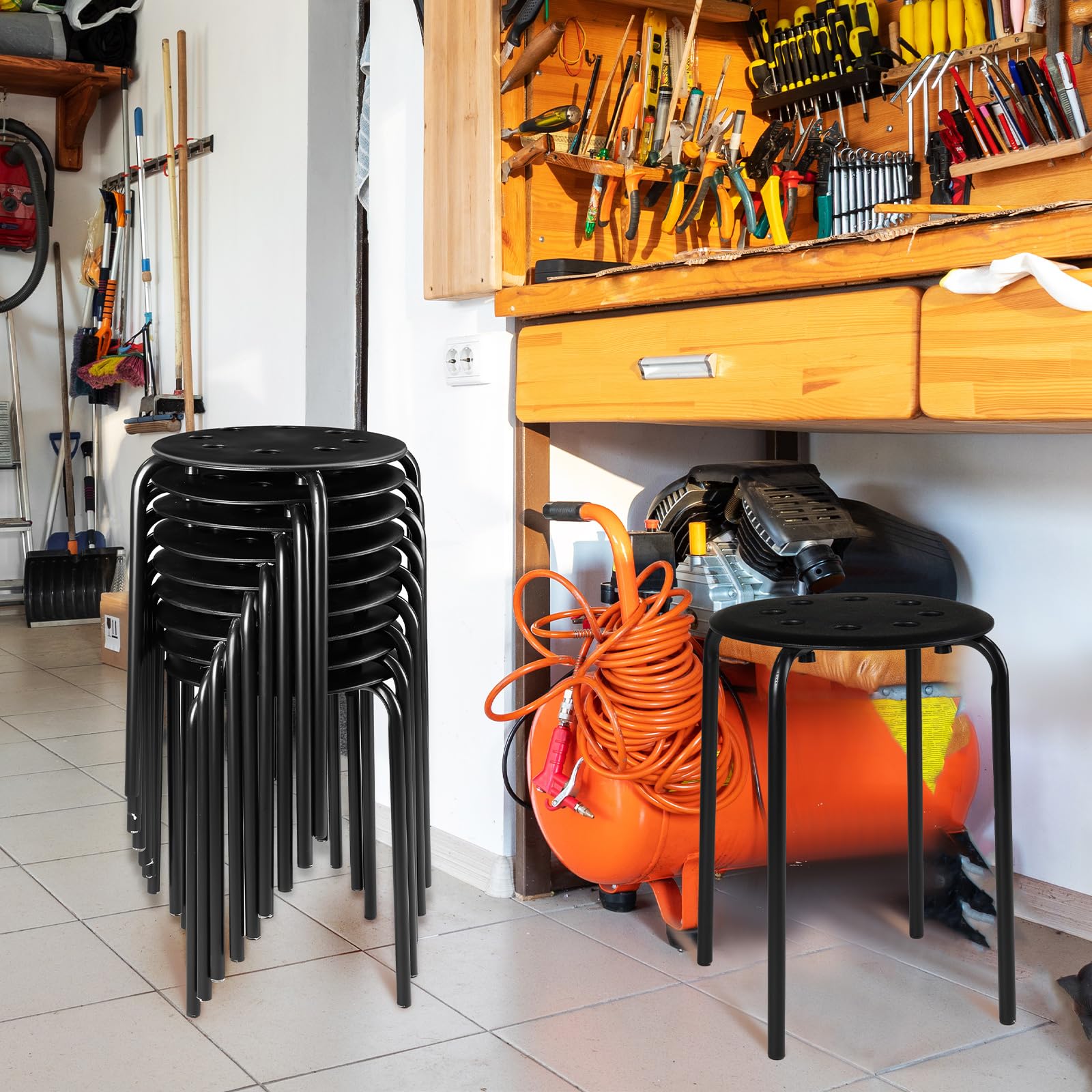 Amazon.com: Tuanse 10 Pcs Stacking Stools Set with Metal Frame