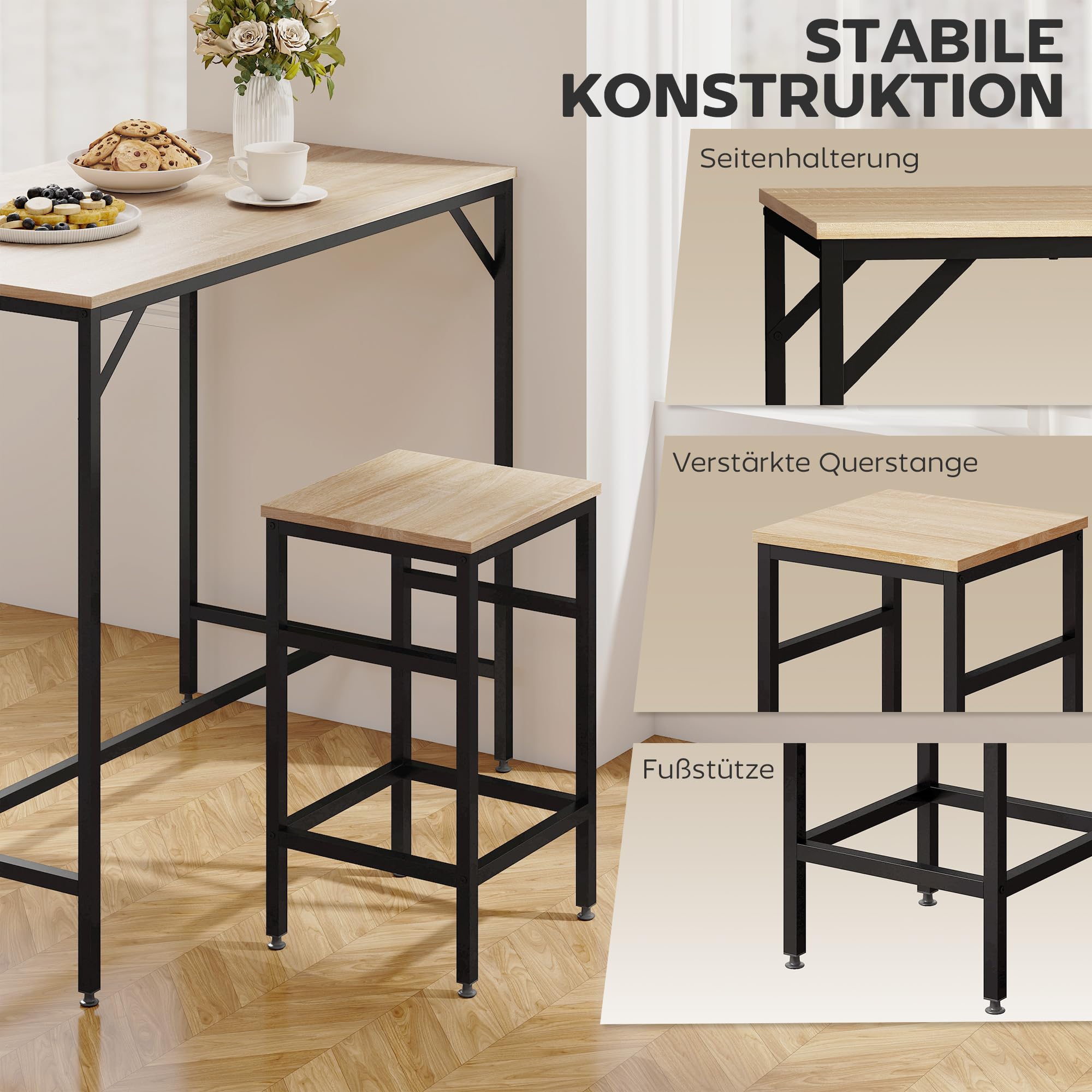 HOMCOM Bartafel Met Barkrukset, Keukentafel, 5 Delige Eetset Bartafelset 659467274