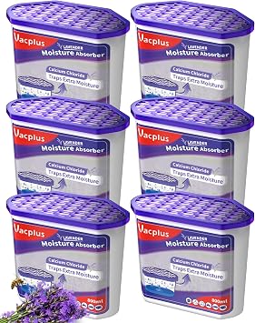 Vacplus Moisture Absorbers 6 Pack, Portable Humidity Absorber Boxes for Your Bathroom, Closet & Car, Dehumidifier with Lavender Fragrance, 16.0 Oz