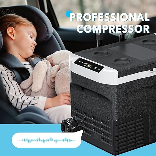 Miniatura 7 de Refrigerador portátil para automóvil de 42 cuartos de galón, refrigerador congelador de 12 voltios con ruedas, de -4  a 68 , enfriador eléctrico con