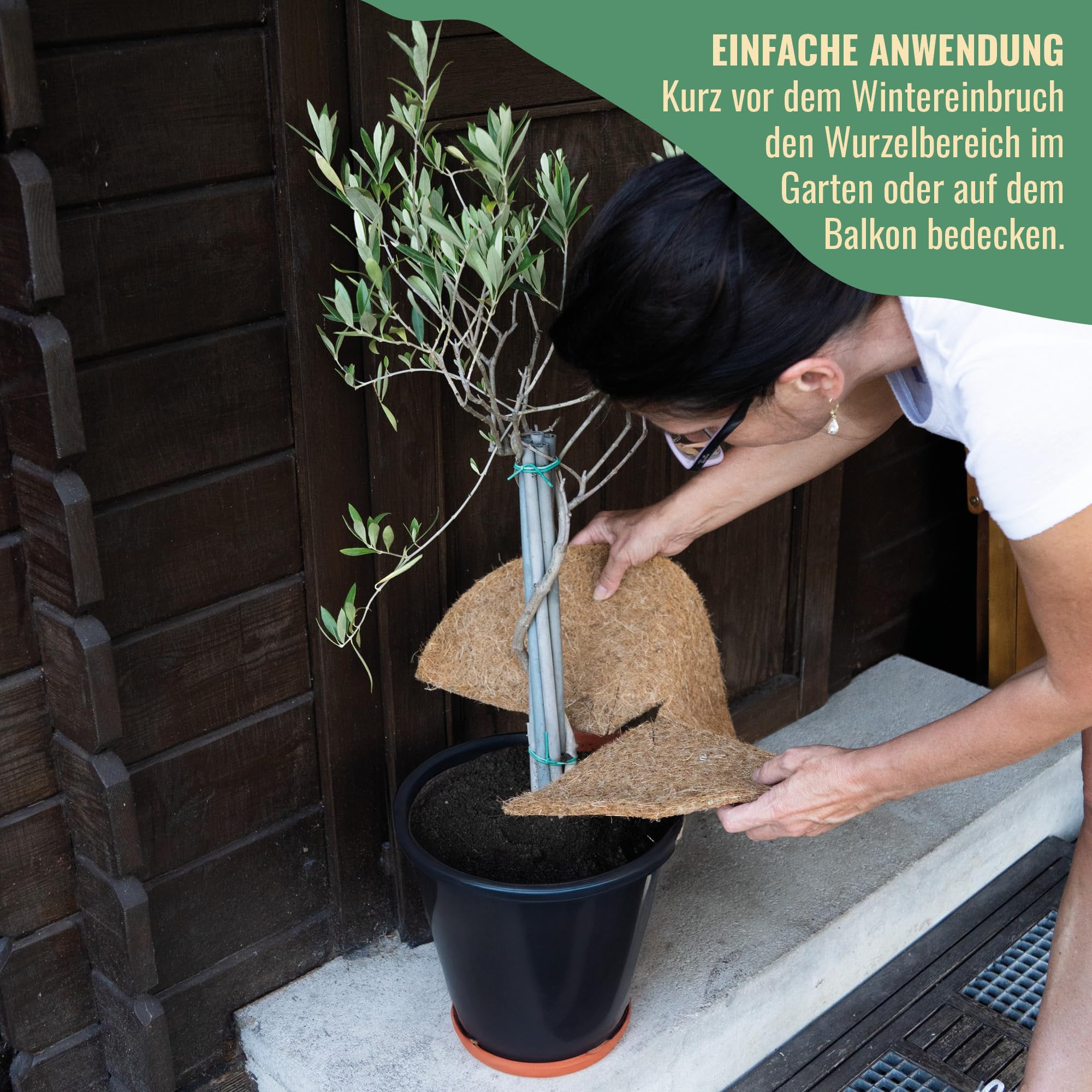ProFlora® Kokos Mulchscheibe Winterschutz - Biologisch abbaubare Kokosscheibe als Winterschutzmatte für Pflanzen (100 cm, 5 Stück)