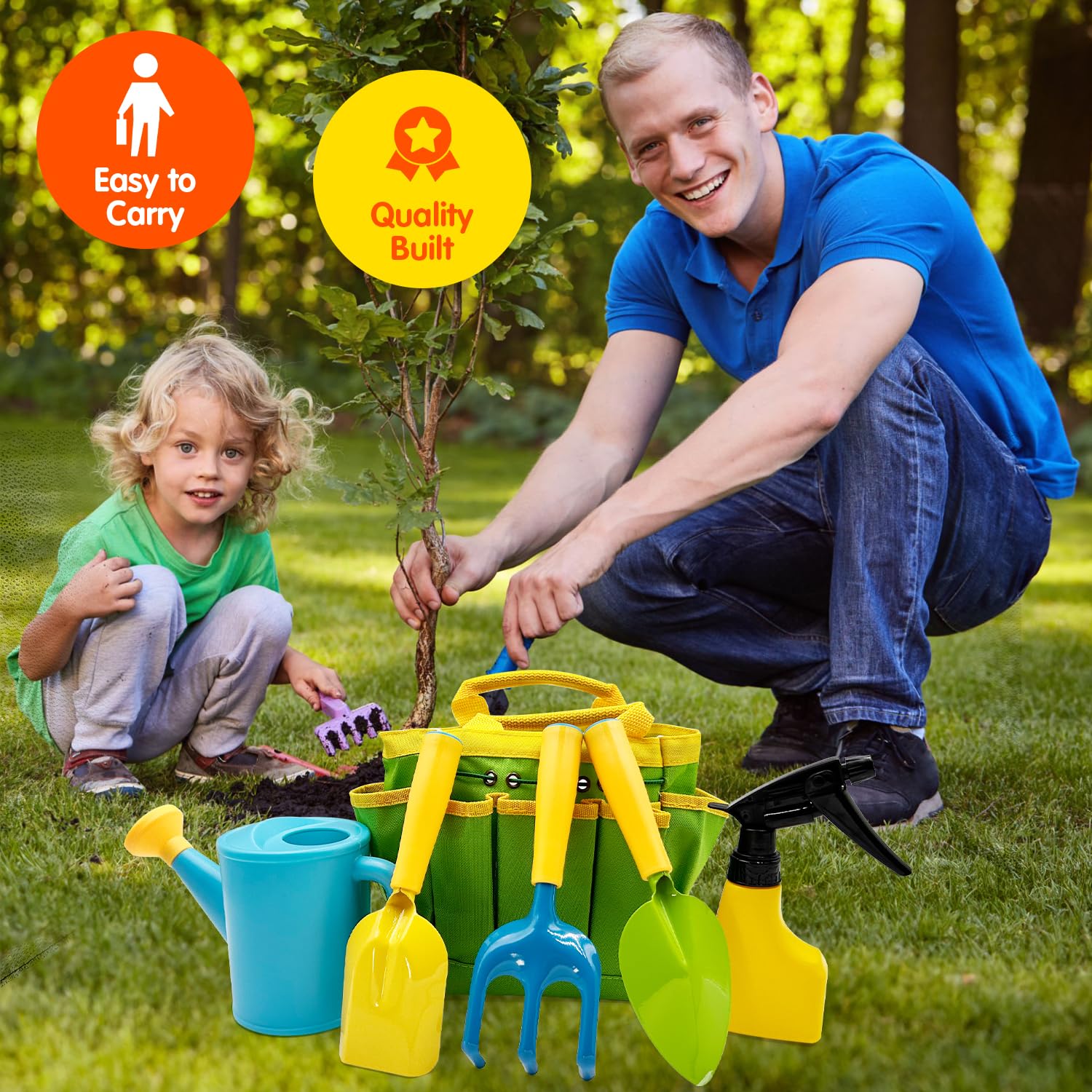 Juego de herramientas de jardinería – El kit de herramientas de jardín incluye rastrillo de pala, pala, delantal, guantes, regadera y bolsa de mano resistente para el mejor regalo al aire 3