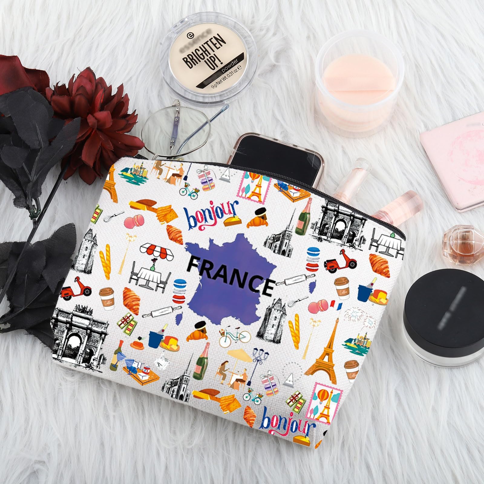 France Travel Traveling Gift France Icons Makeup Bag France Trip Vacation Cosmetic Bag France Souvenir Gift (France Icons Bag) - Image 4