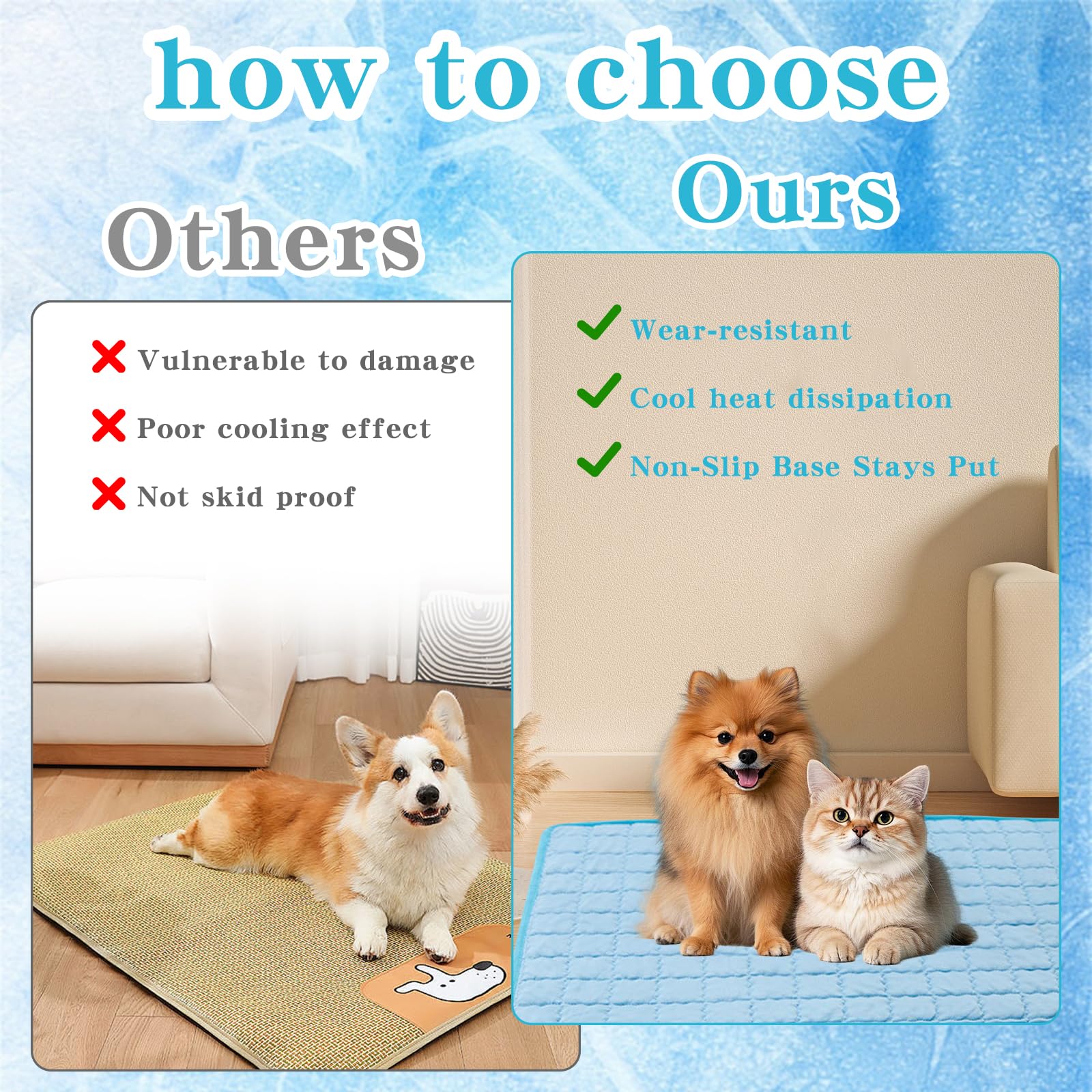 Dog Cooling Mat,Reusable Ice Silk Pet Cooling Mat for Dogs Cats,Easy-Fold Cool Pad for Dogs,Tear-Resistant Non Toxic Gel Pet Cool Pad for Outdoor,Indoor,Kennels,Crates,Car Seats in Summer(M,70x50cm - Image 3