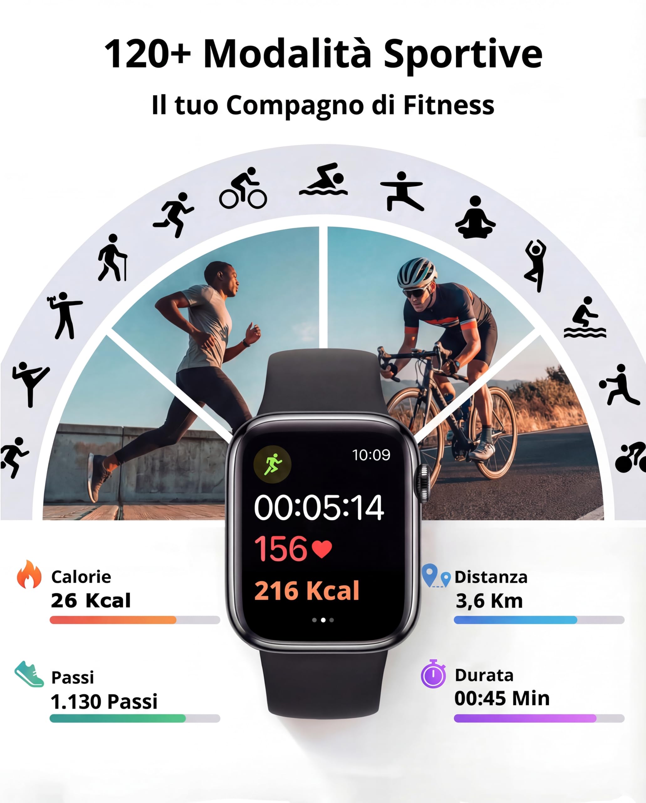 Smartwatch Uomo Donna, 1.83'' Orologio Smart Watch con Chiamata Bluetooth,Pressione Sanguigna/Cardiofrequenzimetro/Sonno,Contapassi,120+ Modalità Sportive,Impermeabile IP68 Fitness Tracker Android iOS