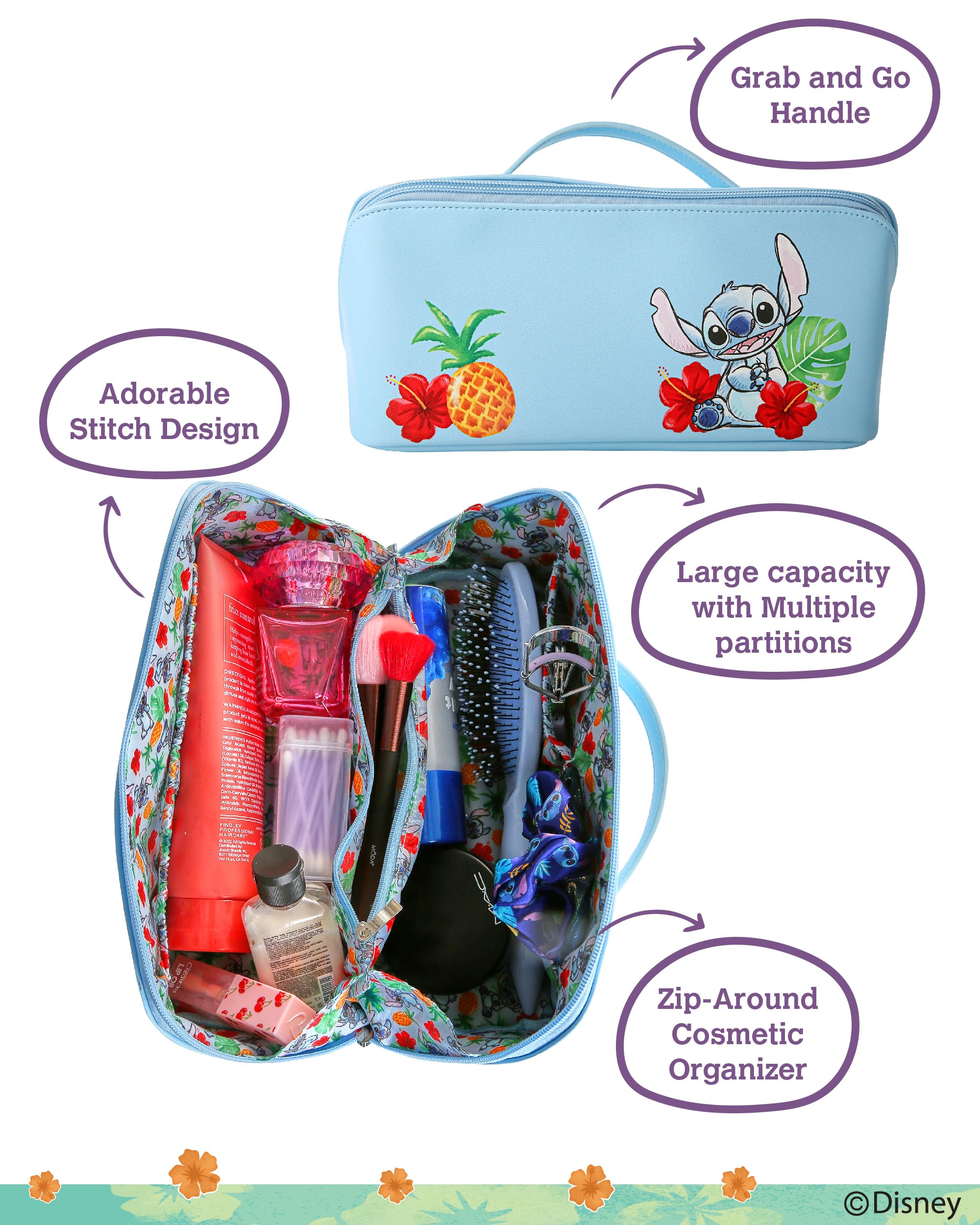 Stitch Minnie Mouse Cosmetic Bag DisneyStitch Makeup Bag Official