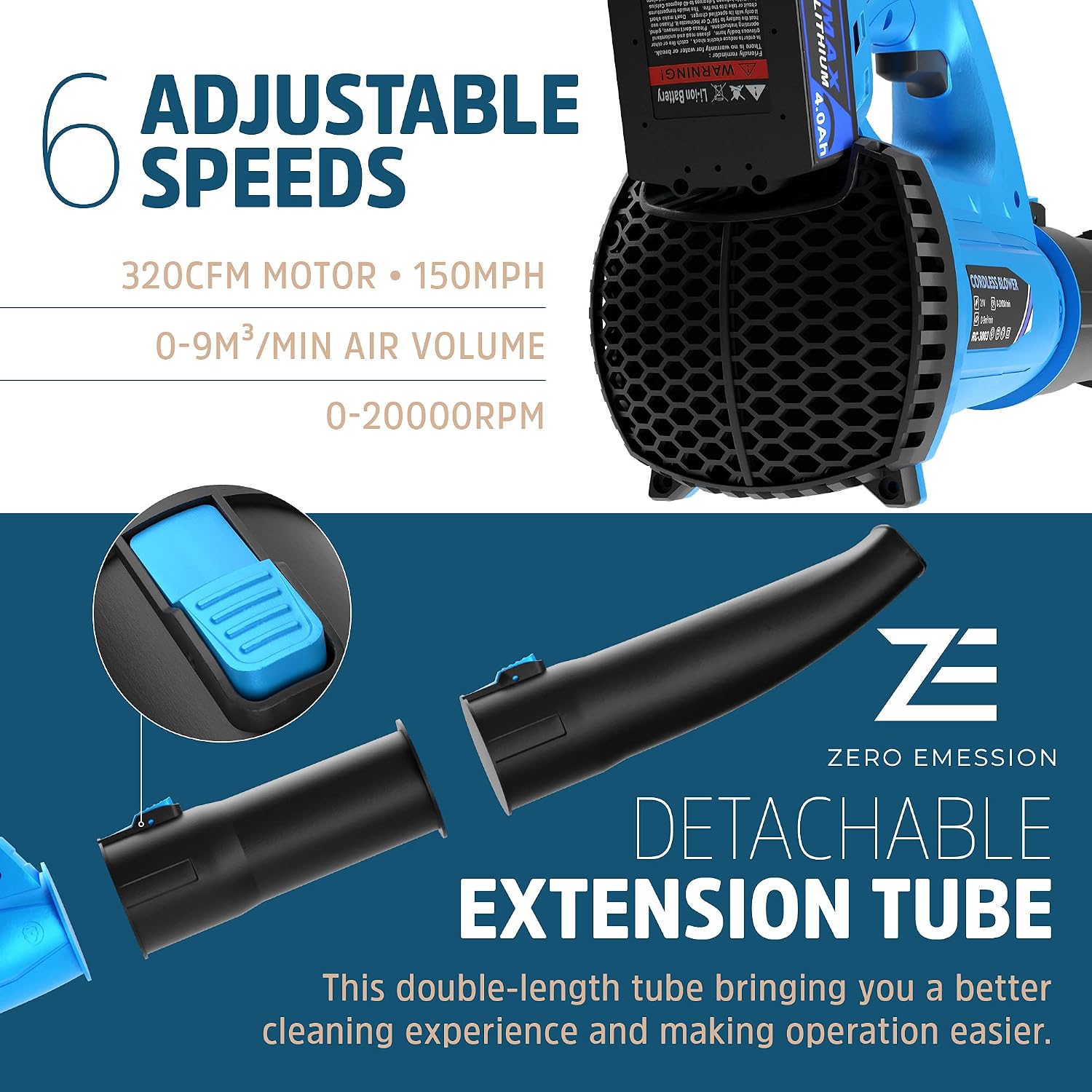 Expansion Wellness Leaf Blower - 320 CFM 150 MPH Cordless Sweeper & Jet Blower with 21V/4.0Ah Battery & Charger - Portable & Lightweight Leaf Blowers for Lawn Care & Snow Blowing