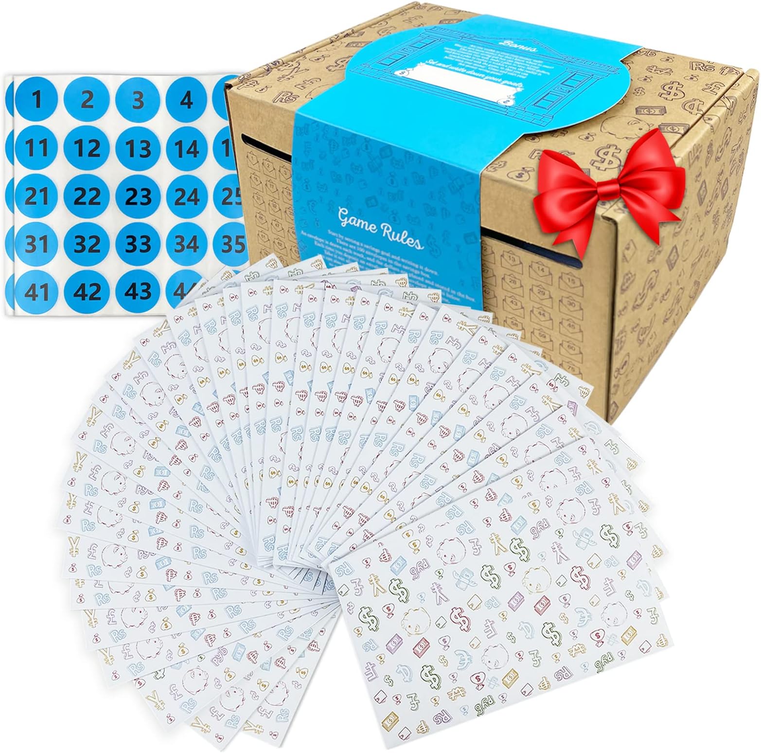 100 Envelopes Money Saving Box Challenge，Money Saving Challenge Kit,Great Money Envelopes for Cash Gifts for Adults，Saving Money Organizer for Cash for Saving (A-Blue)