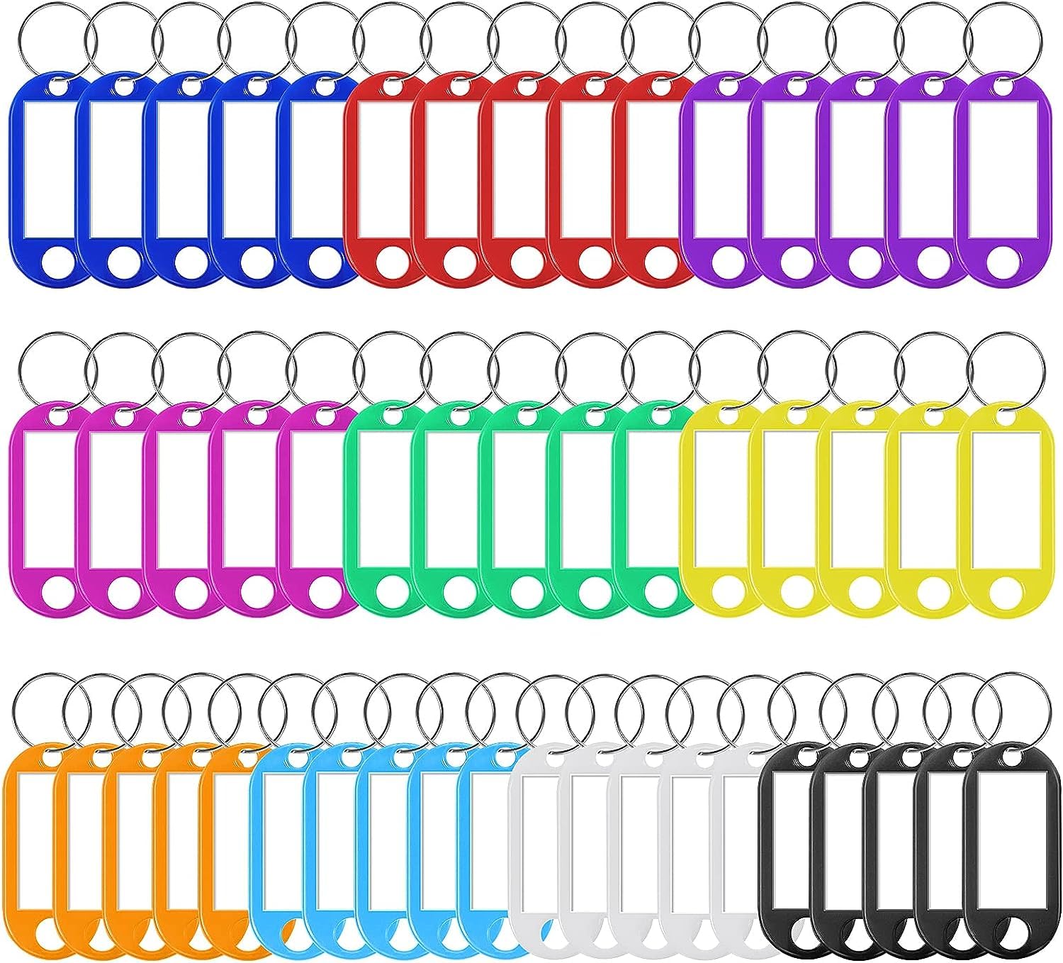 Porte-clés Inscriptibles Ronds - Lot De 100 - Plastique Blanc - Avec étiquettes Papier - Pour Identification Clés, Bagages, Animaux