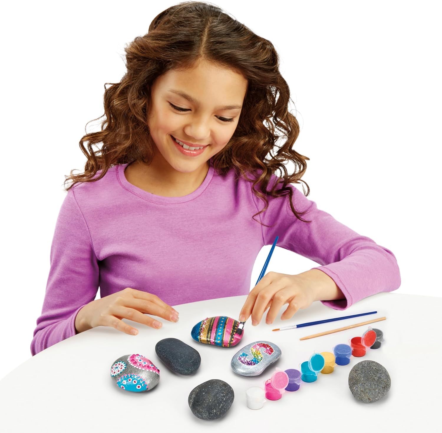 Shimmer ’n Sparkle Metallic Mania Rock Art DIY Painting Rock Craft Kit for Ages 6 and Up
