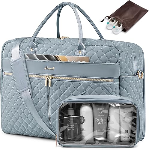 LOVEVOOK Bolsa de viaje para mujer, bolsa de fin de semana para mujer con neceser, bolsa para zapatos, bolsa de mano con compartimento para laptop,