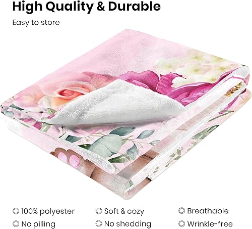 Miniatura 6 de J&SBGFT Manta personalizada para bebé niña, manta de bebé personalizada, manta de envoltura con nombre de niña, mantas de recepción de osos, regalos