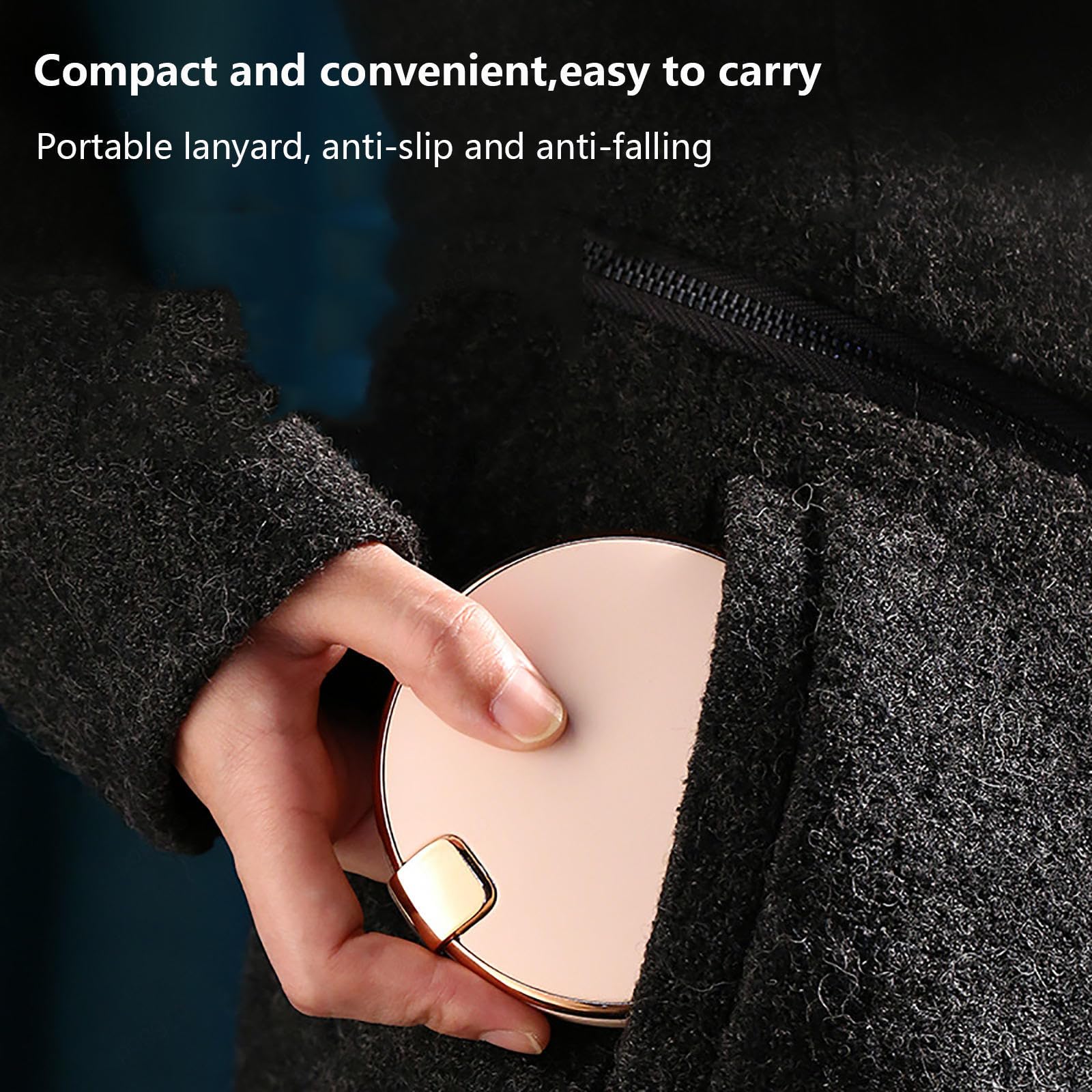 Scaldamani elettrici Ricaricabili con Specchio cosmetico, Power Bank 3 in 1, scaldamani Elettrico 5000 mAh/USB Tipo C/2 Livelli di Temperatura per Esterni/Interni/Lavoro/Studio