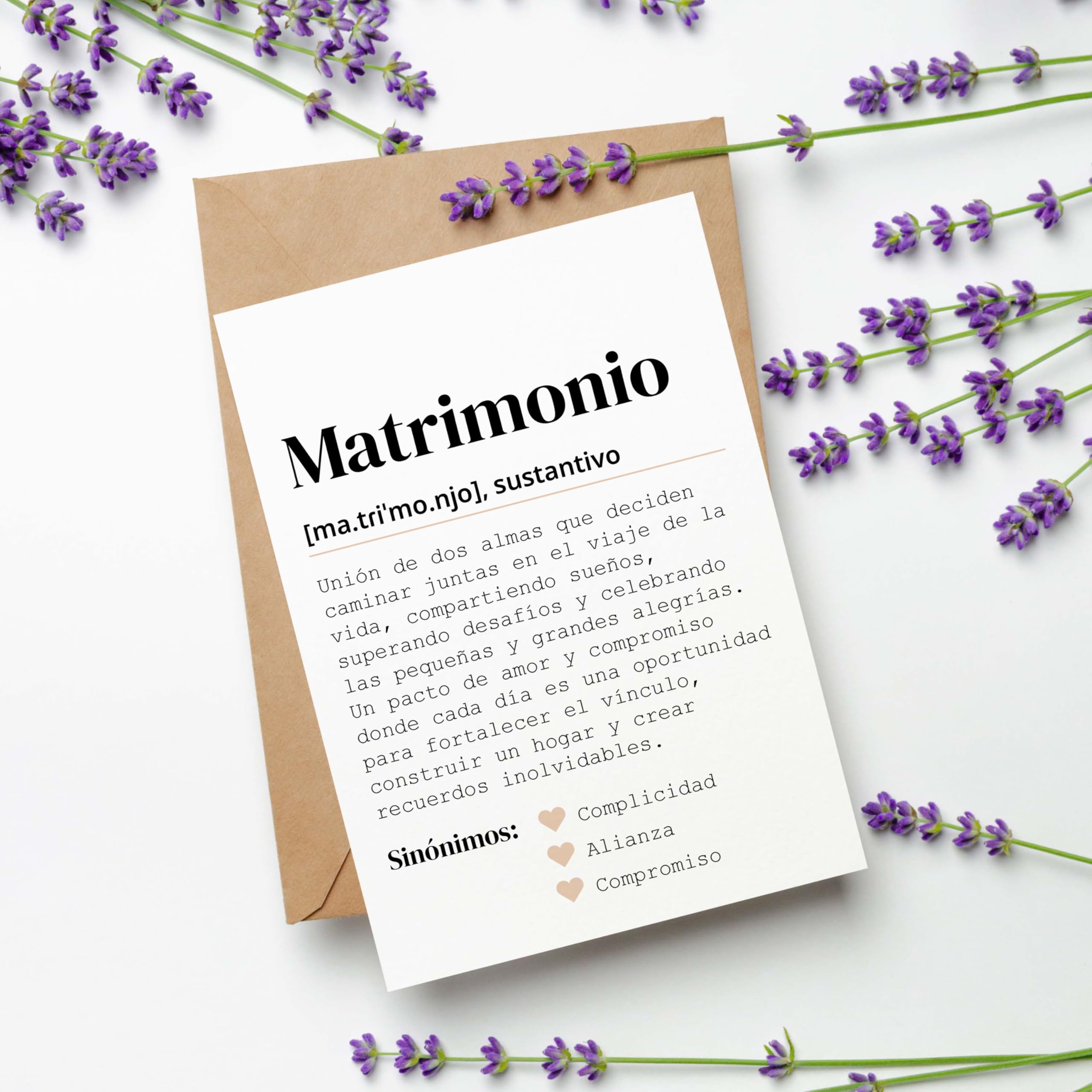 CONTRAXT Tarjeta felicitacion boda. Detalles tarjeta postal regalos de boda o matrimonio para los novios recien casados con sobre