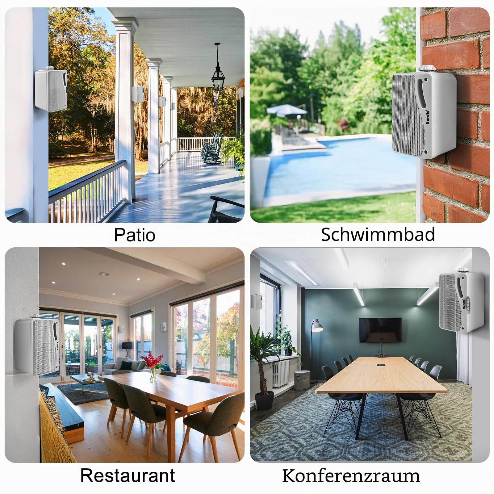 Herdio 3,5 Zoll passive Outdoor-Lautsprecher, kabelgebunden, wasserdicht, Wandmontage, Lautsprecher mit 400 W überlegenem Klang, Allwetter-Haltbarkeit, für Zuhause, Terrasse, Garten, Marine, Boot