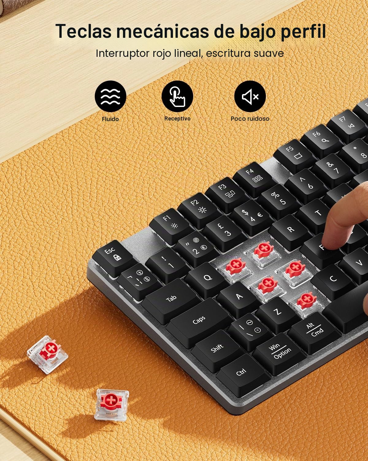 ProtoArc KM310 Dual Mode 2.4G + Kit de teclado mecánico y mouse Bluetooth, color negro