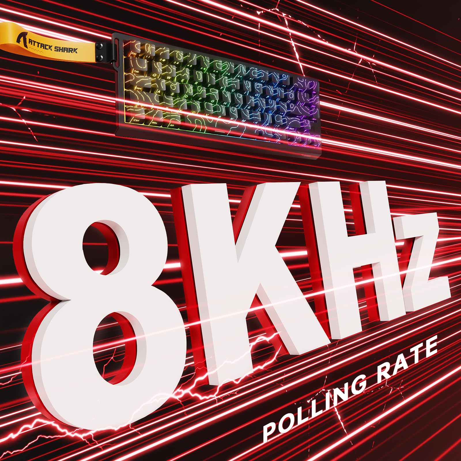 MAMBASNAKE × Attack Shark Teclado y ratón inalámbricos con interruptores magnéticos, Teclado de Disparo rápido de 8 kHz, ratón Gaming trimodo de 59g para pc/Mac(Negro)