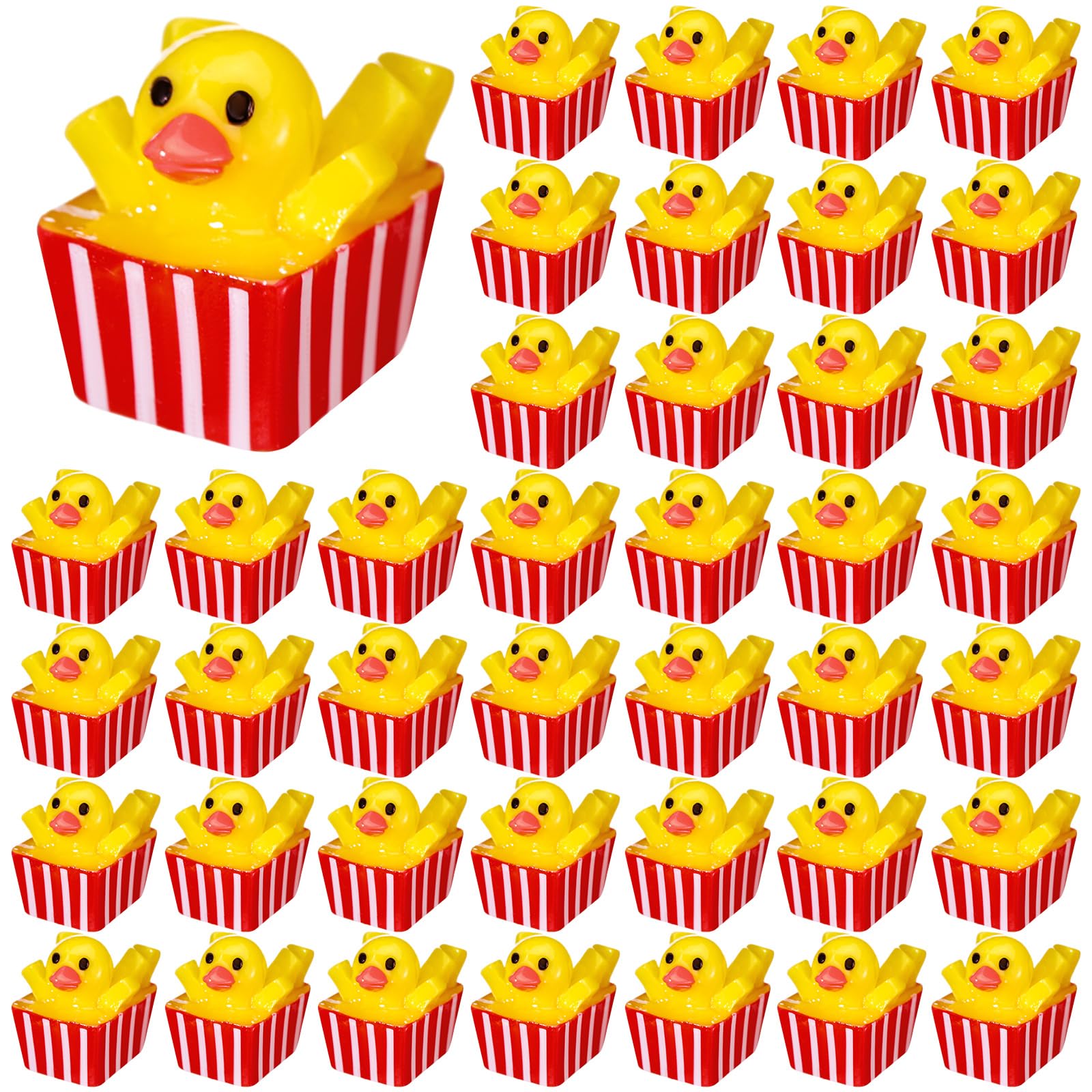 Seenelling 100 Pcs Summer Mini Resin French Fries Ducks Tiny French Fries Duck Figurines for Miniature Landscape Garden Accessories Dollhouse Summer Holiday Decoration