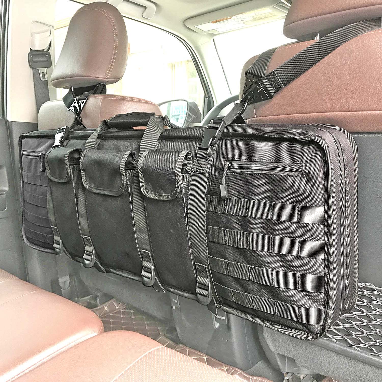 MOGAKU Tactical Double Rifle Bag Lockable Seat Back Rifle Case for