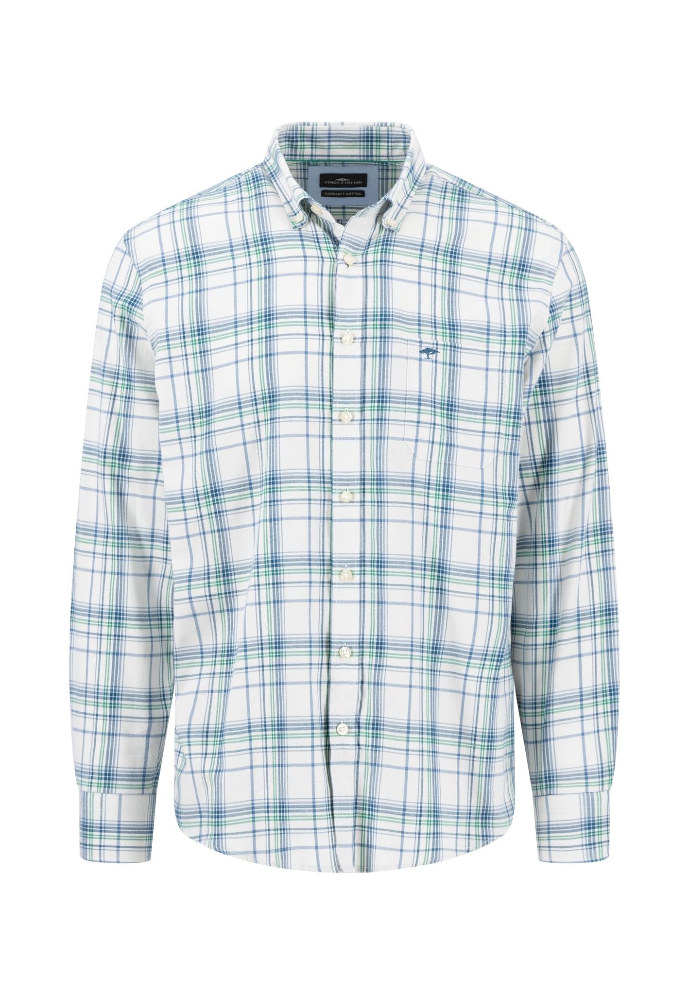 Fynch-Hatton Men's Winter White Checked Shirt With Button-Down Collar, Xxl