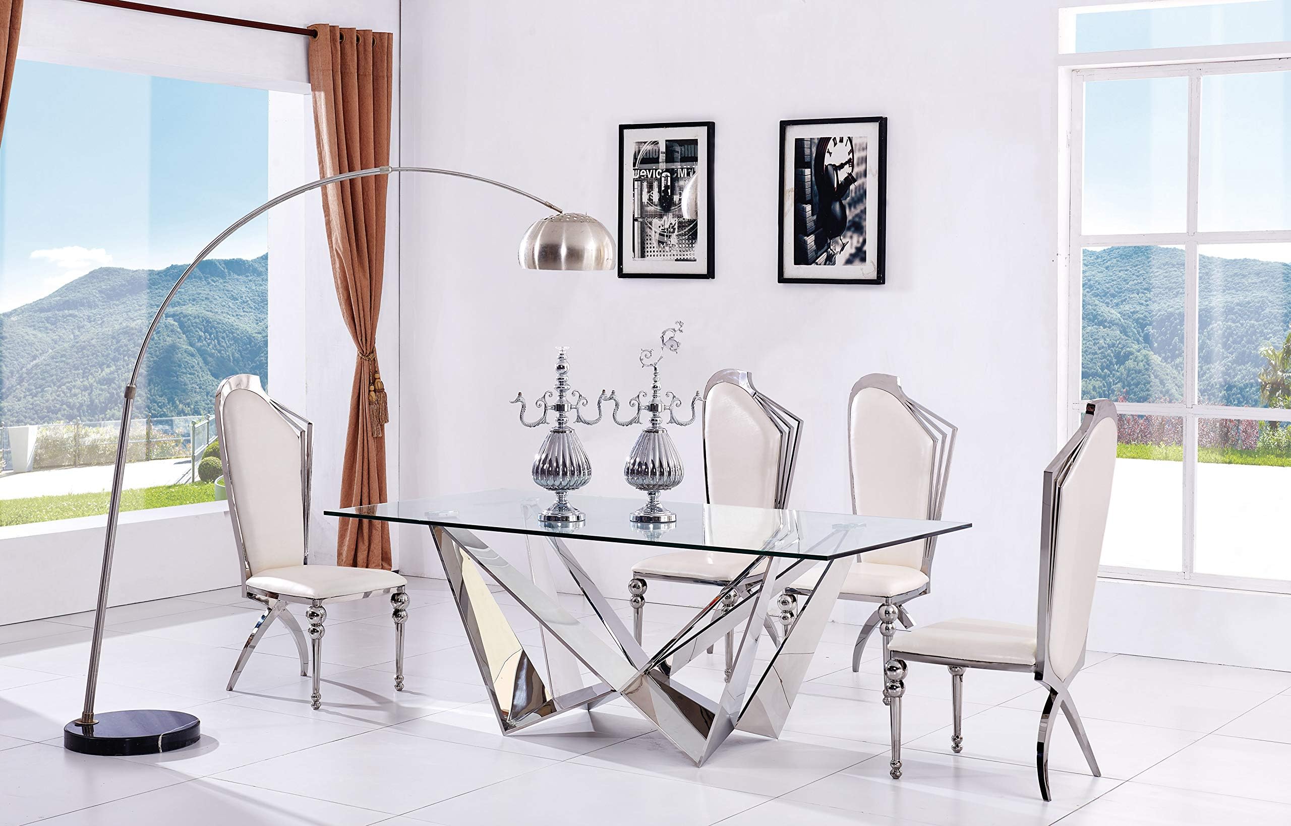 LISF Clear Glass Top (200cm) Italian Style Dining Table