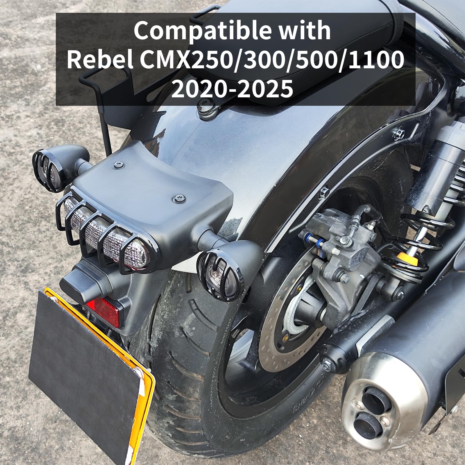 Pour Honda Rebel CMX 250 300 500 1100 Accessoires 2019-2024 Feu arrière Couvercle de clignotant avant arrière Protection de clignotant avant arrière Protection de feu de frein (noir)